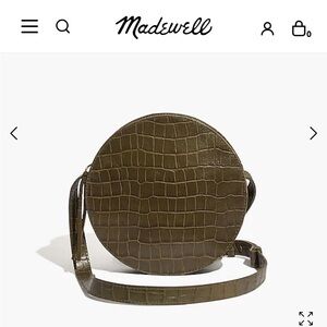Madewell Simple Green Circle Crossbody: Croc Embossed Leather